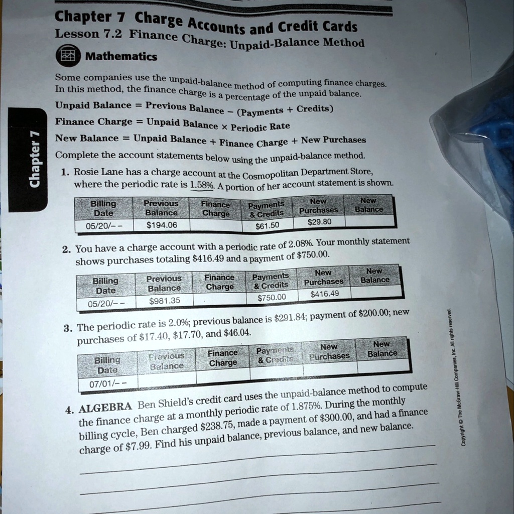 Chapter 7 Charge Accounts and Credit Cards Lesson 7.2...