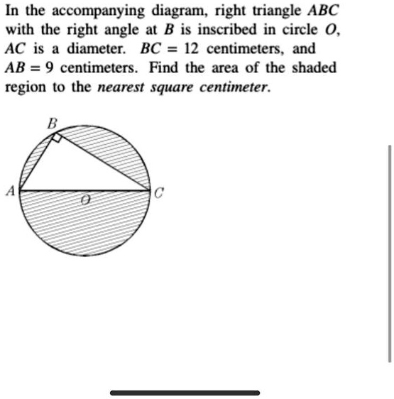 In the diagram, right triangle ABC with the right angle at