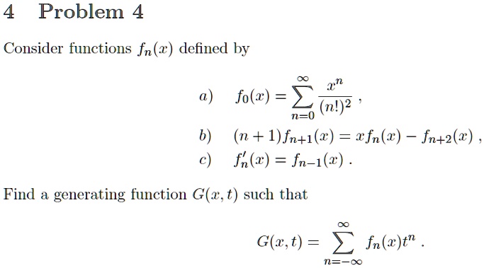 [GET ANSWER] 4 problem consider functions fnx defined by for c n0 n 1 ...