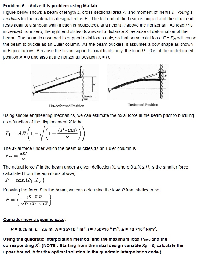problem 5 solve this problem using matlab figure below shows a beam of ...