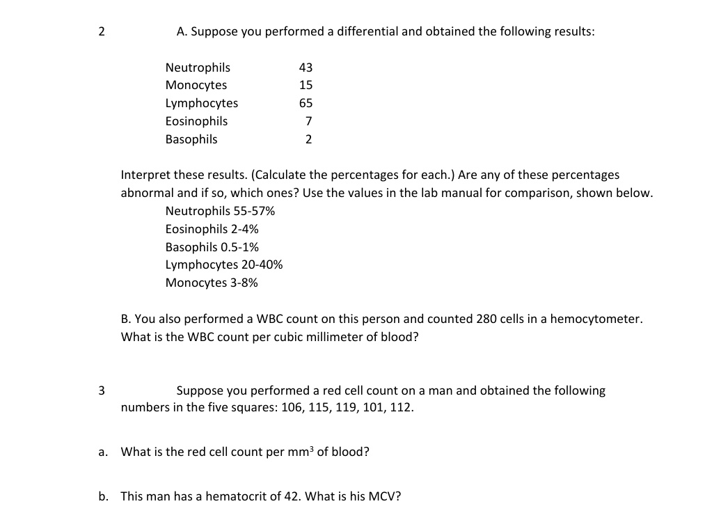 SOLVED A. Suppose you performed a differential and obtained the