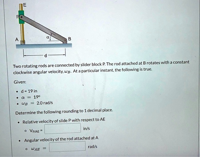 SOLVED: Two Rotating Rods Are Connected By A Slider Block P. The Rod ...