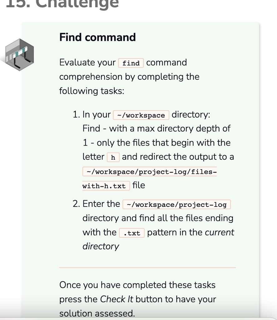 Text Find command Evaluate your final command comprehension by