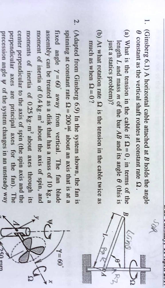 SOLVED: Perpendicular axes are principal axes for the fan. The center ...