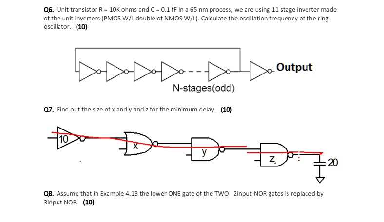 SOLVED: Q6. In A 65 Nm Process, We Are Using An 11-stage Inverter Made ...