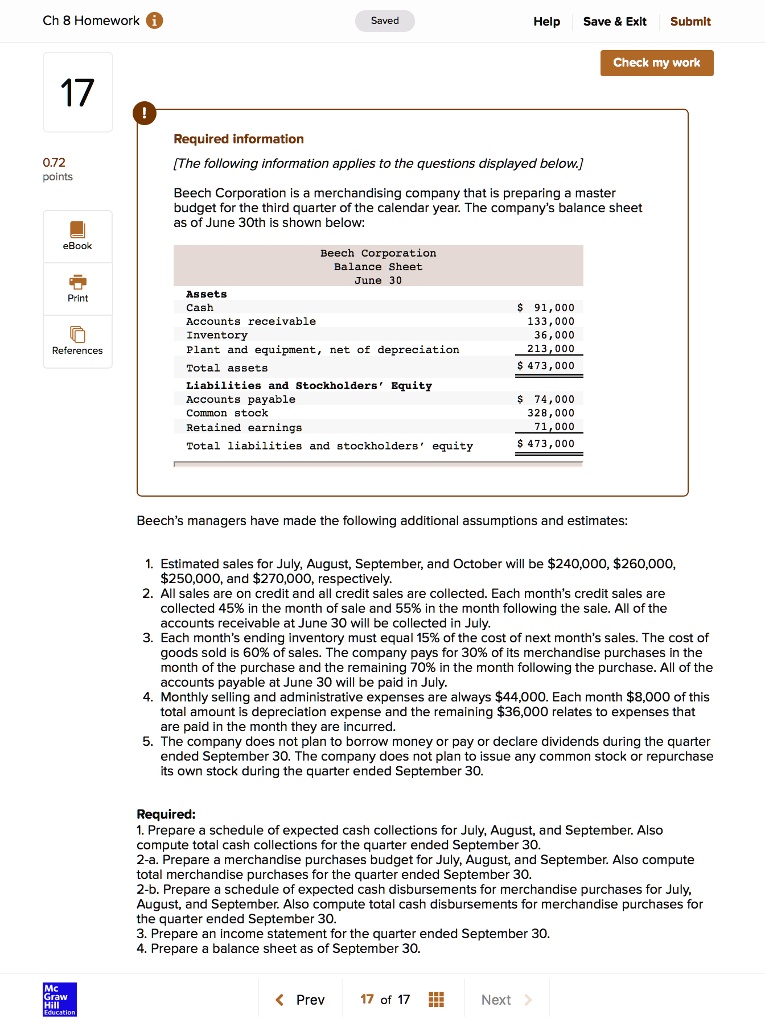 SOLVED: a Ch 8 Homework i Saved Help Save Exit Submit Check my work 17 ...