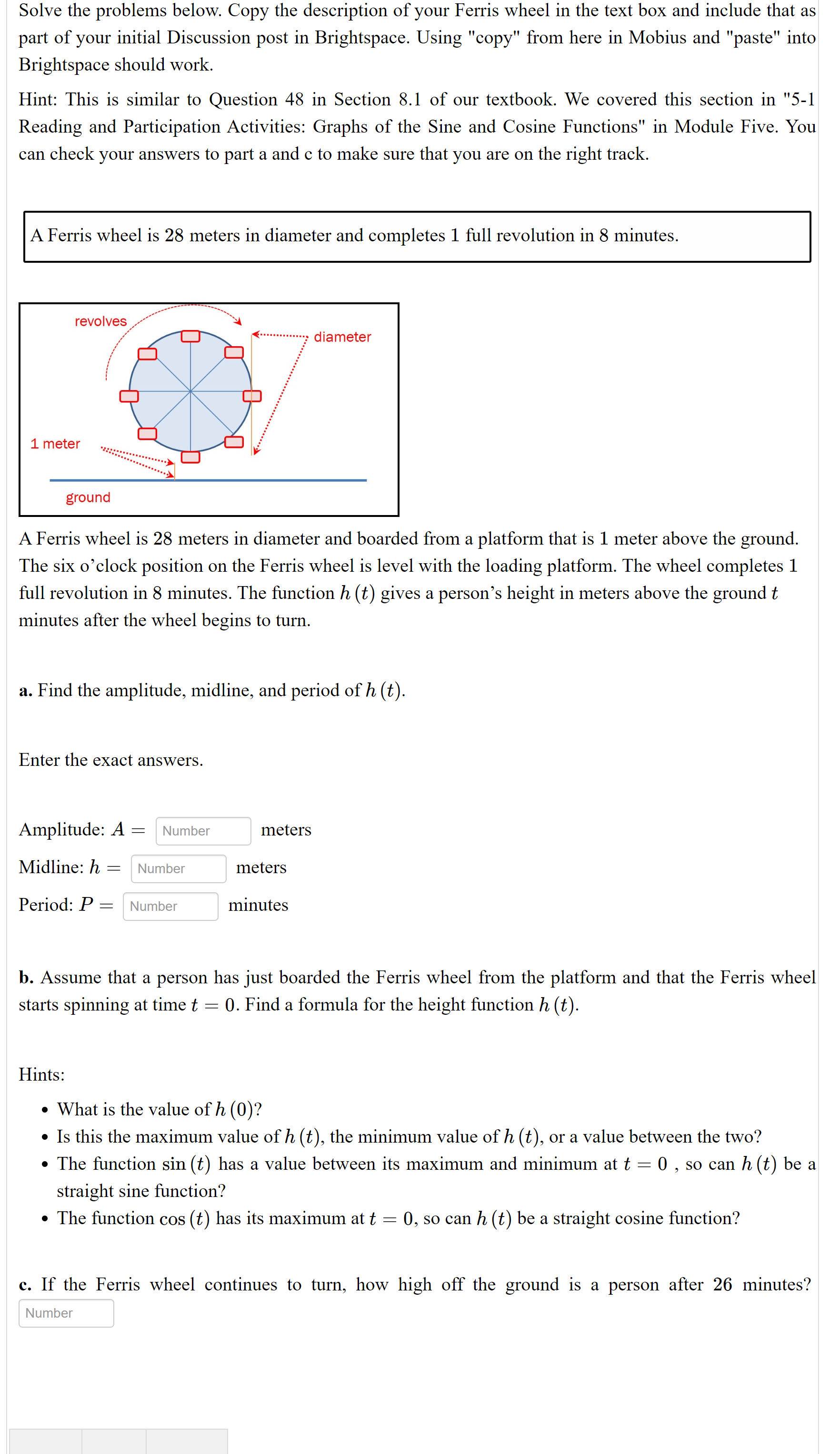 Solved: Solve The Problems Below. Copy The Description Of Your Ferris 