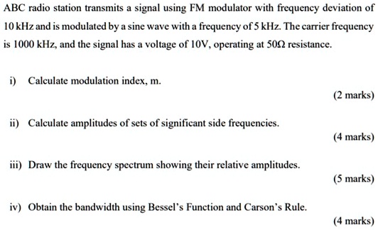 abc radio station transmits a signal using fm modulator with frequency ...