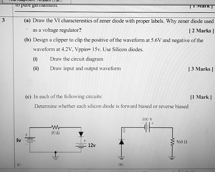 SOLVED Draw the VI characteristics of a zener diode with proper labels. Why is a zener diode
