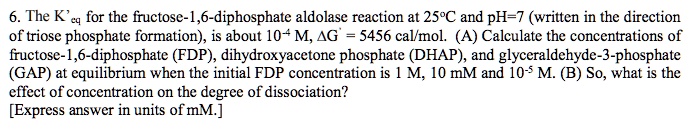 The K'24 for the fructose-1,6-diphosphate aldolase reaction at 25Â°C ...