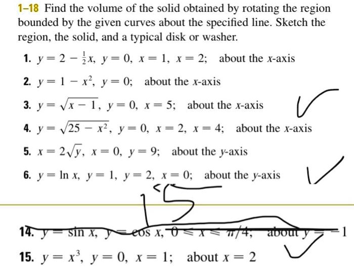 1 18 Find The Volume Of The Solid Obtained By Rotating The Region