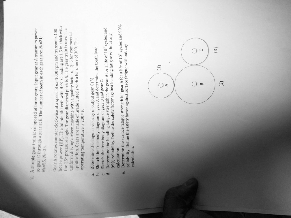 SOLVED Determine the angular velocity of output gear C (3). Sketch the