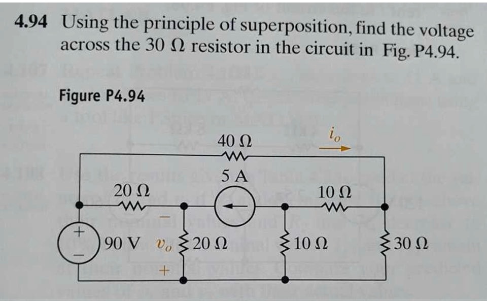 Solved Using The Principle Of Superposition Find The Voltage Across The 30 Î© Resistor In The 4328