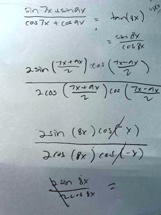 Solved S7jsngy Coj 7x Coc 4y Ax Ax G 6 Os X 2sn 4 O 75 7x Ax 2c6s Cos Zx Xin 8x C X 3 X 9r C X Ics X