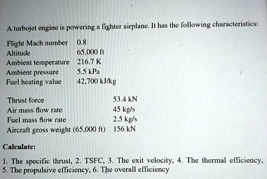 SOLVED A turbojet engine is powering a fighter airplane. It has the