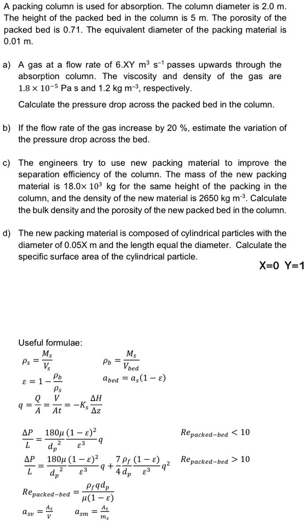 SOLVED A packing column is used for absorption. The column diameter is