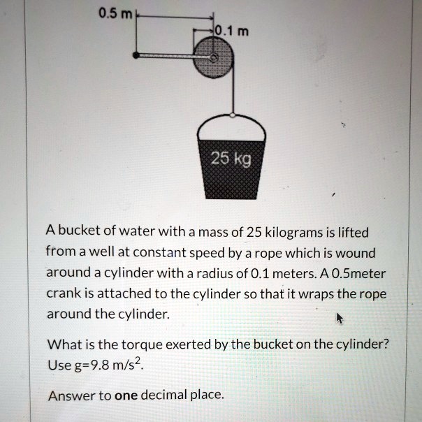SOLVED0.5 m 25 kg A bucket of water with a mass of 25 kilograms is