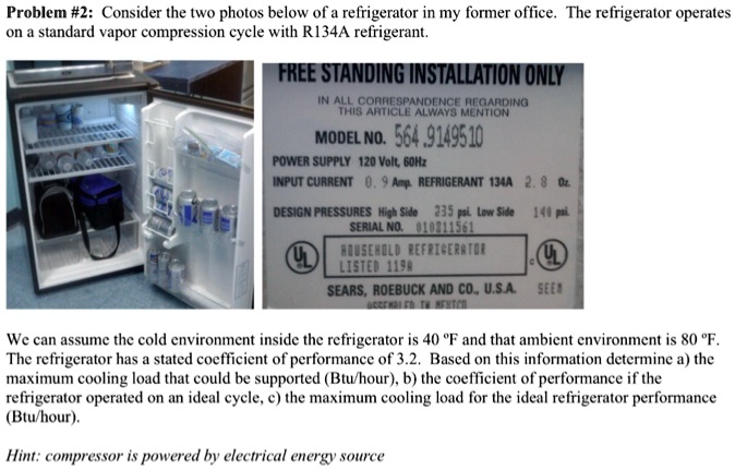 SOLVED: Problem #2: Consider the two photos below of a refrigerator in ...