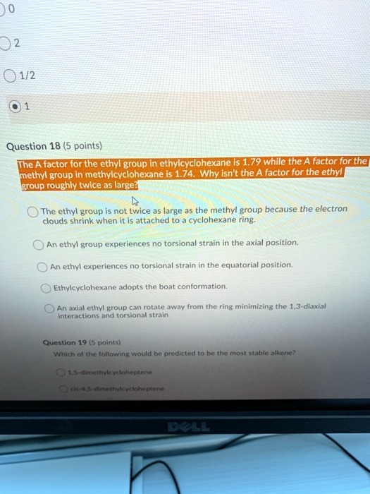 SOLVED 0 32 01 2 Question 18 5 Points The A Factor For The Ethyl 