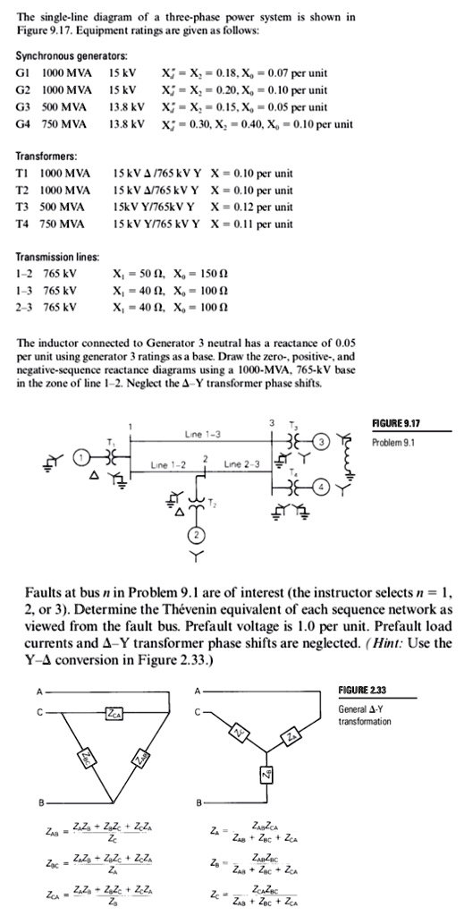 SOLVED: The single-line diagram of a three-phase power system is shown ...