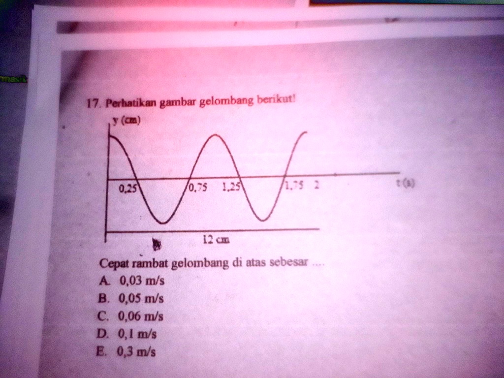 SOLVED: Perhatikan Gambar Gelombang Berikut!Tentukan Cepat Rambat ...