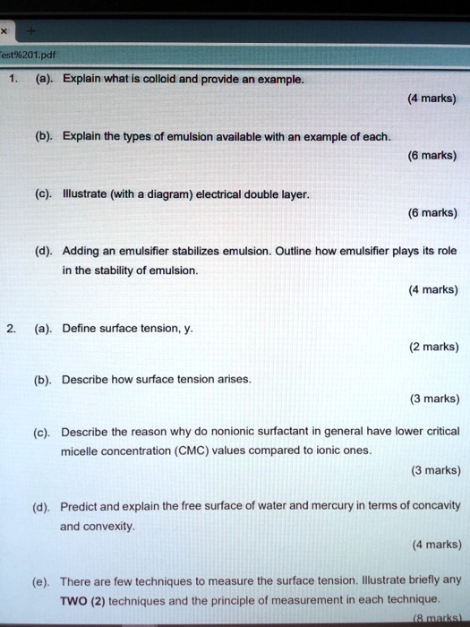 SOLVED est9201 pdf (}. Explain what is colloid and provide an example