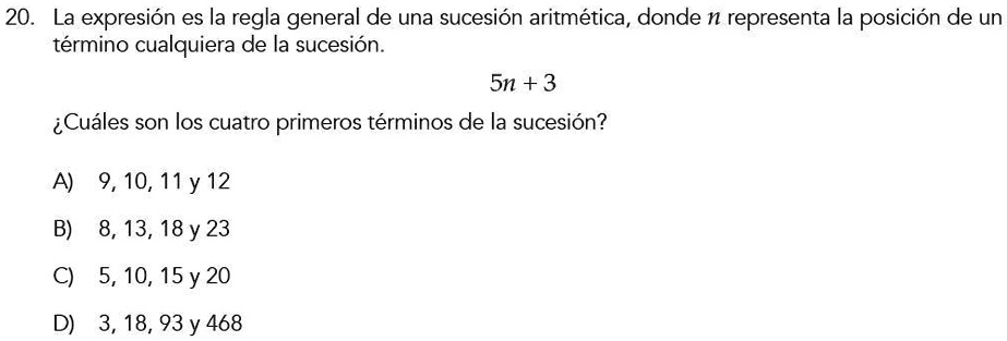 SOLVED: La expresión es la regla general de una sucesión aritmética ...