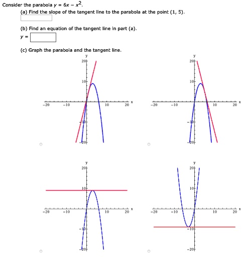 Solved Consider The Parabola Y 6x 2 Find The Slope Tanqent Iine The Parbola The Point 1 5 B Find Equation The Tangent Line C Grph The Parabola Tne Tangent Iine