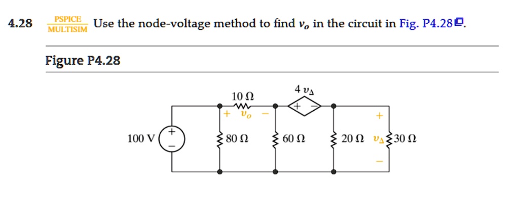 SOLVED: Use The Node-voltage Method To Find V0 In The Circuit 4.28 ...