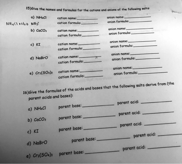 SOLVED: 15JGive the names and formulas for the cations and anions of ...