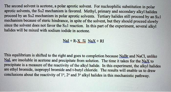 The second solvent is acetone; a polar, aprotic solvent. For ...