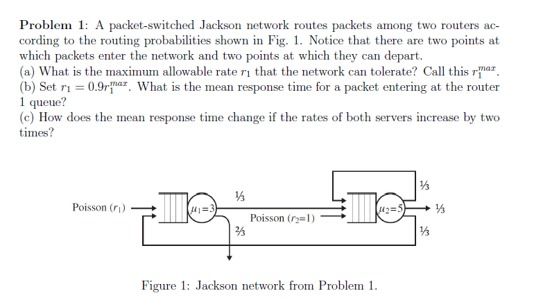 Problem 1: A packet-switched Jackson network routes packets among two ...