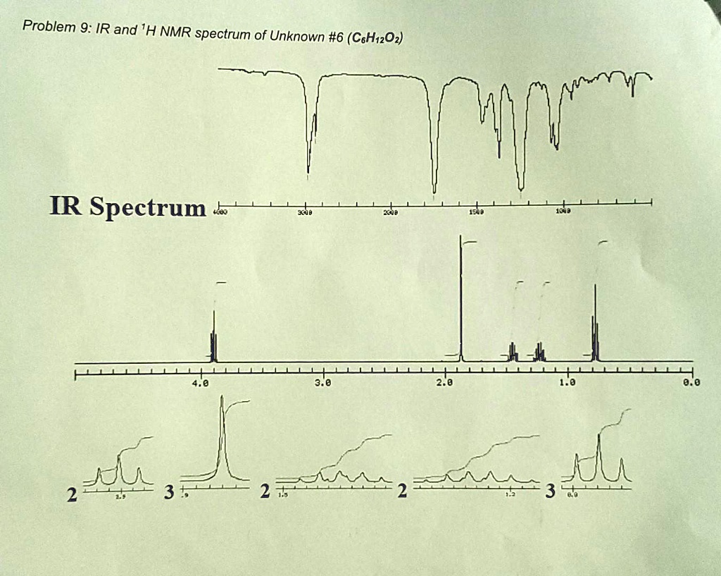 Problem 9: IR and 'H NMR spectrum of Unknown #6 (C6H12O2) IR...