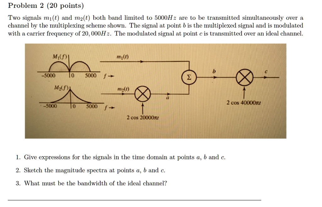 Problem 2 (20 Points) Two Signals M1(t) And M2(t), Both Band-limited To ...