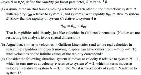 Given vcdefine the rapidity or boost parameter tanh b a...