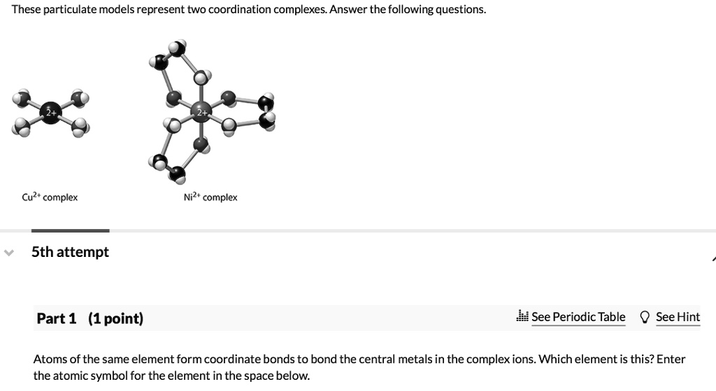 SOLVED:These particulate models represent two coordination complexes ...