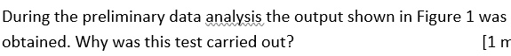 SOLVED: During the preliminary data analysis the output shown in Figure ...
