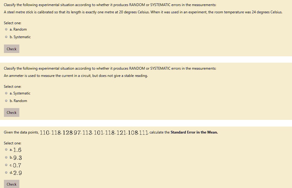 SOLVED Classify the following experimental situation according to