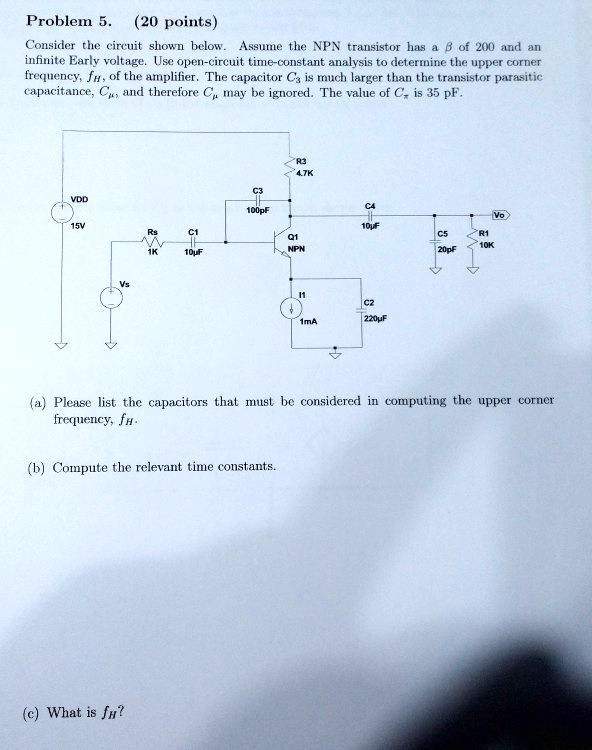 SOLVED Problem 5.20 points Consider the circuit shown below. Assume