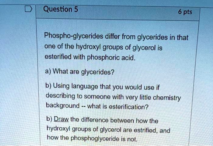 Solved Phosphoglycerides Differ From Glycerides In That One Of The Hydroxyl Groups Of Glycerol