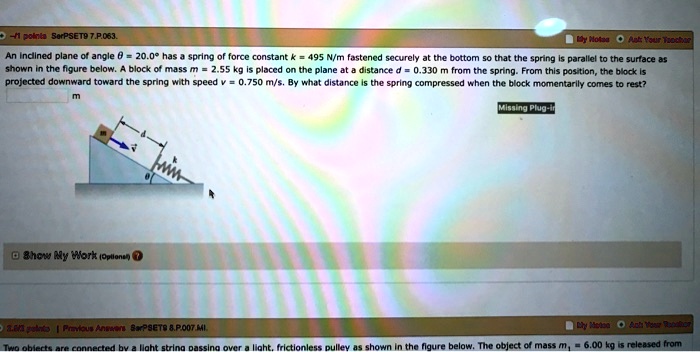 SOLVED An Inclined Plane Angle Spring Constant 495 The 59 OFF