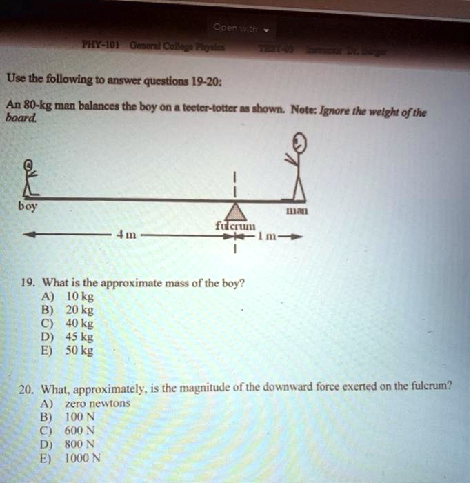 SOLVED Use the following to answer questions 1920 An 80kg man