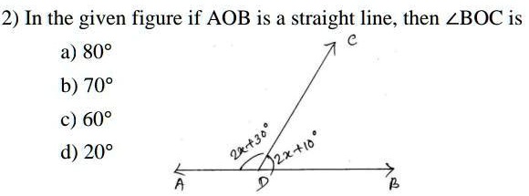 Solved In The Given Figure If Aob Is A Straight Line Then Boc Is 2475
