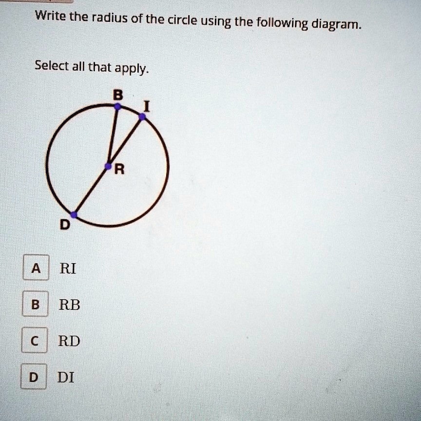 [GET ANSWER] write the radius of the circle using the following diagram ...
