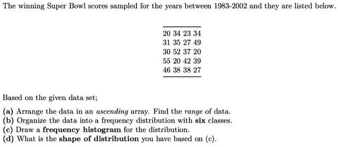 Solved Super Bowl Scores The frequency distribution shows