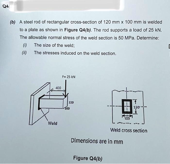 Q4 (b) A steel rod of rectangular cross-section of 120 mm x 100 mm is ...