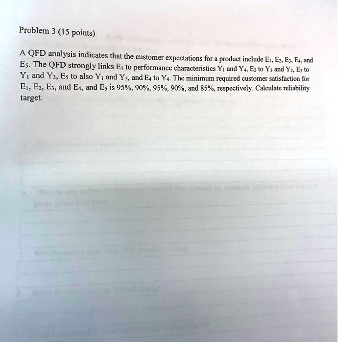 SOLVED Problem 3 (15 points) A QFD analysis indicates that the