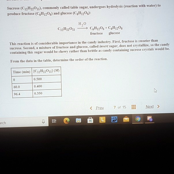 Sucrose (C12HnOn); commonly called table Sugar; under… SolvedLib