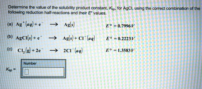 Solved Determine The Value Of The Solubility Product Constant Ksp