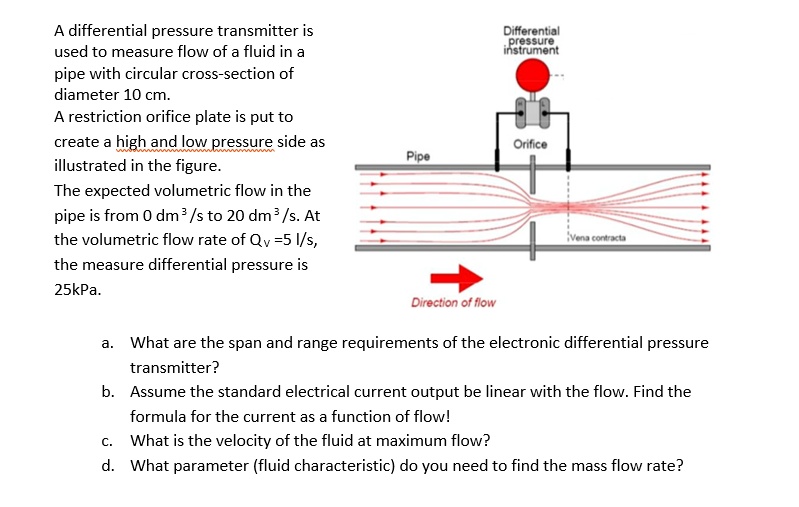 A differential pressure transmitter is used to measure flow of a fluid ...
